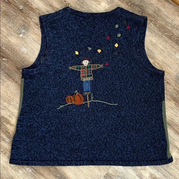 CJ Banks Women’s Size 1X Sweater Vest Hand Embroidered Fall Autumn Pumpkin - Picture 2 of 13